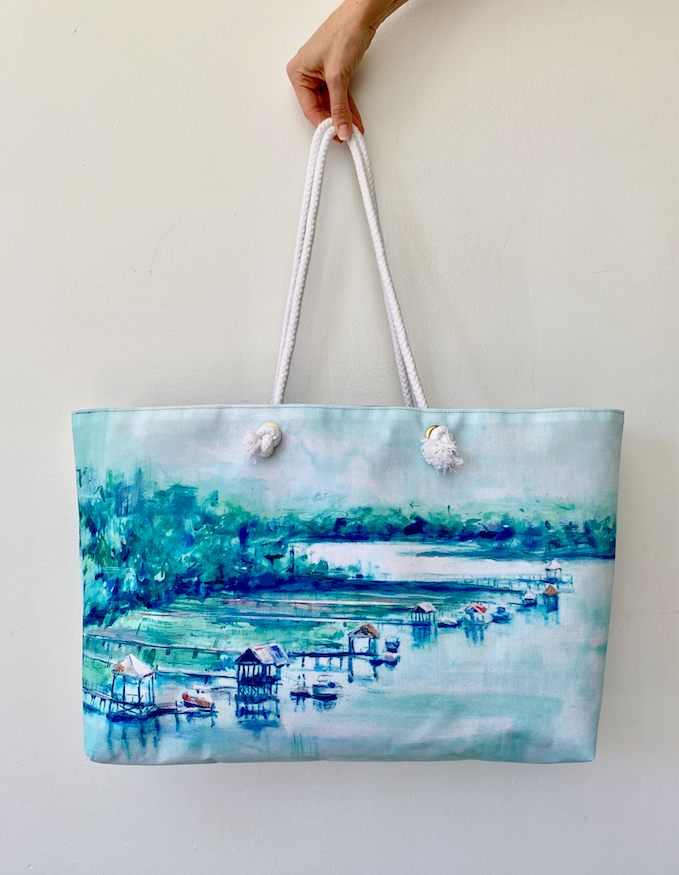 Coastal Print Weekender Tote Bag (Teal)