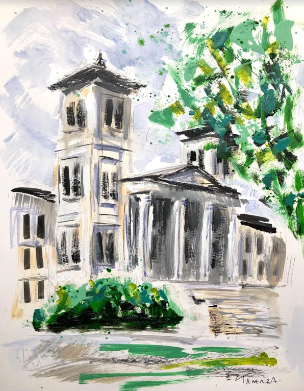 Wofford Main Building Study II | 11" x 14" on Paper