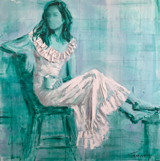 Feminine Figurative Art Infused with Real 3D Cloth on Canvas