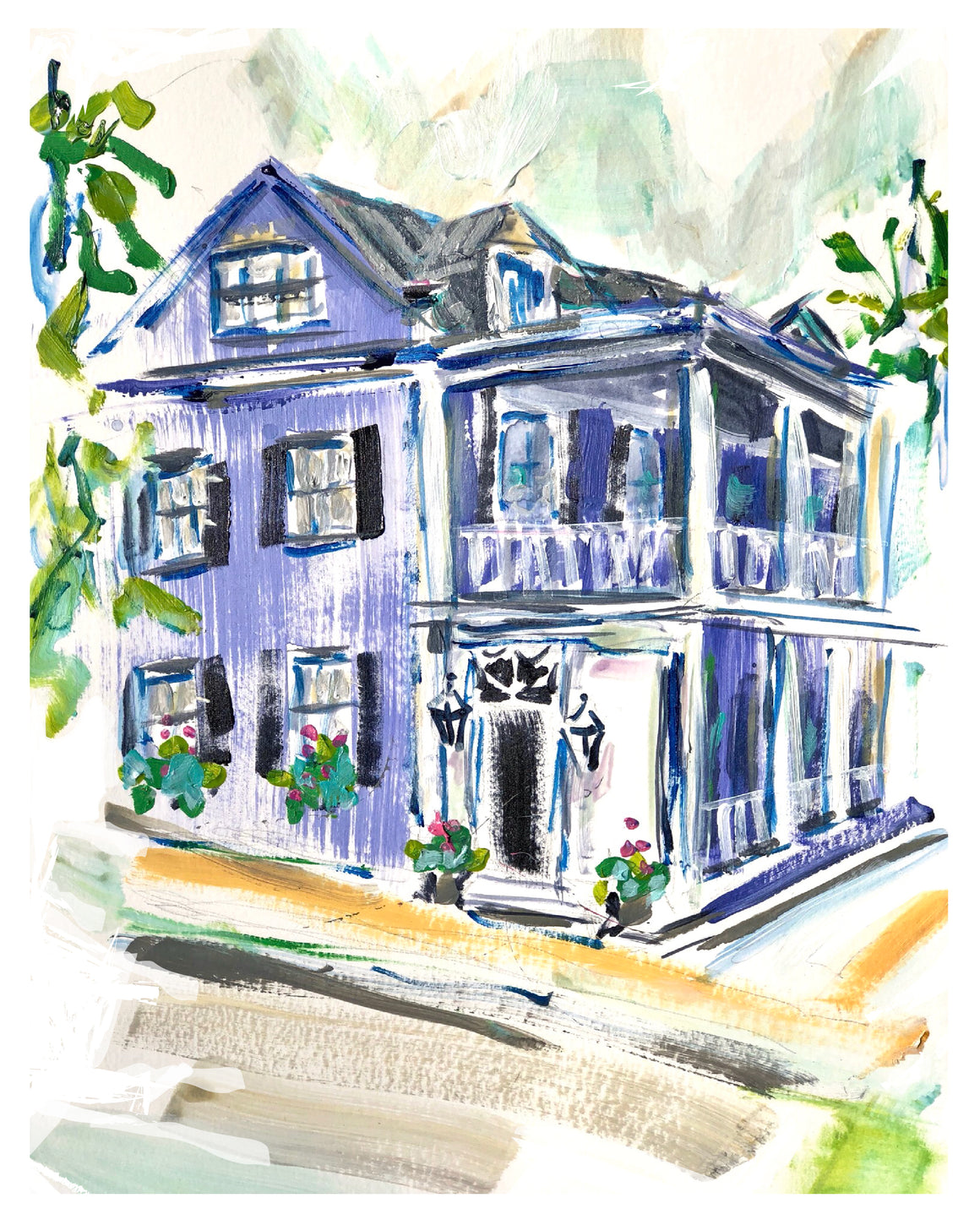 Blue Charleston House | 9" x 12" on Paper