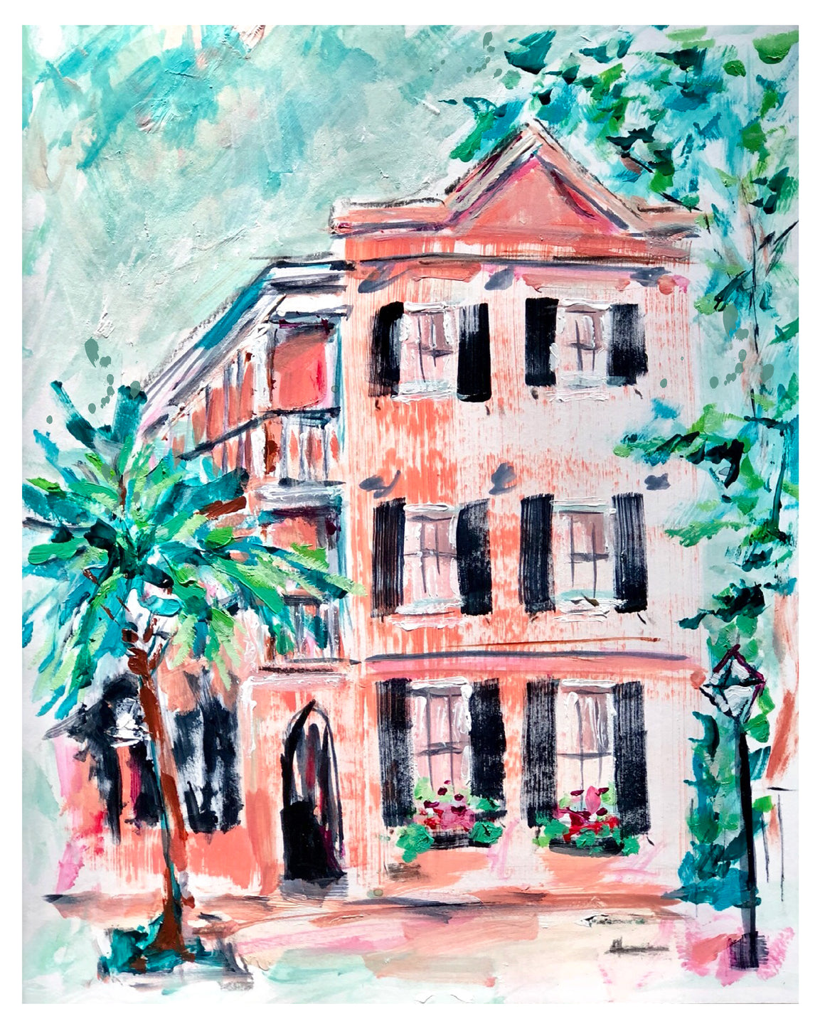 Coral Charleston House | 9" x 12" on Paper