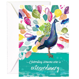 Peacock Balloon Birthday - Single Card
