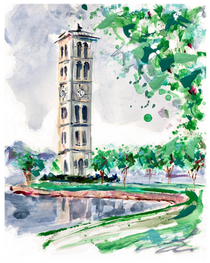 Furman Bell Tower Study 1 | 9" x 12" on Paper