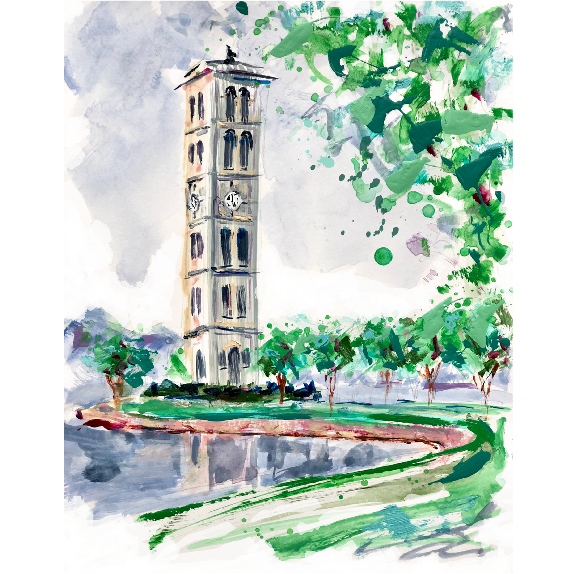 Limited Edition Matted Print - Furman Bell Tower