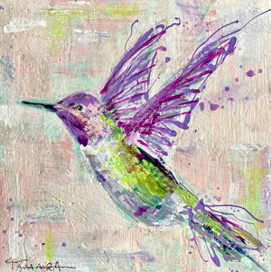 Happy Hummingbird | 10x10 (Framed)