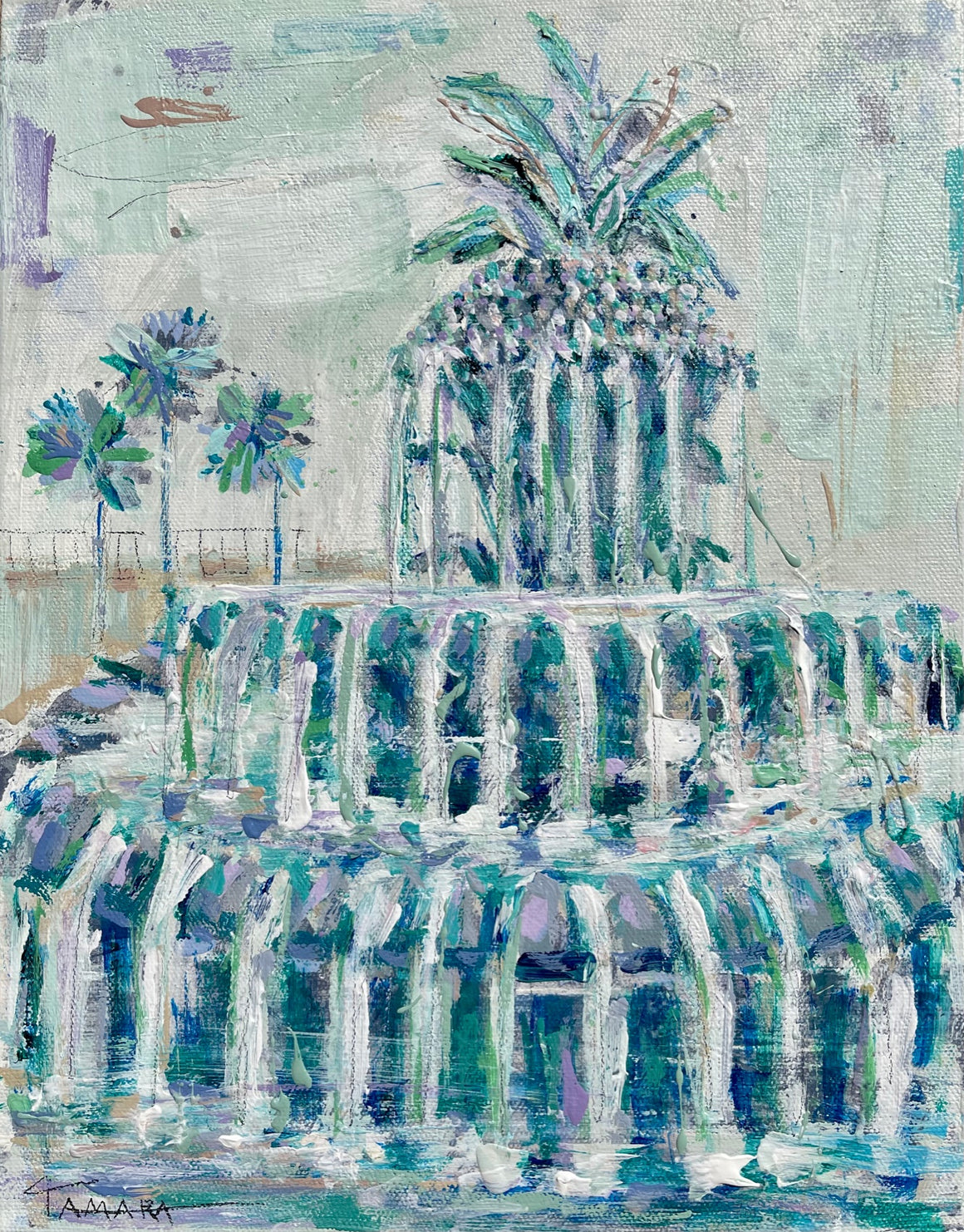 Pineapple Fountain - Cool Palette | 11x14