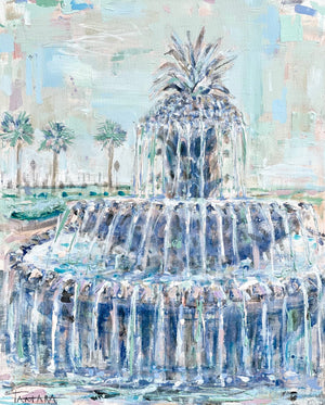 Pineapple Fountain Print on Canvas