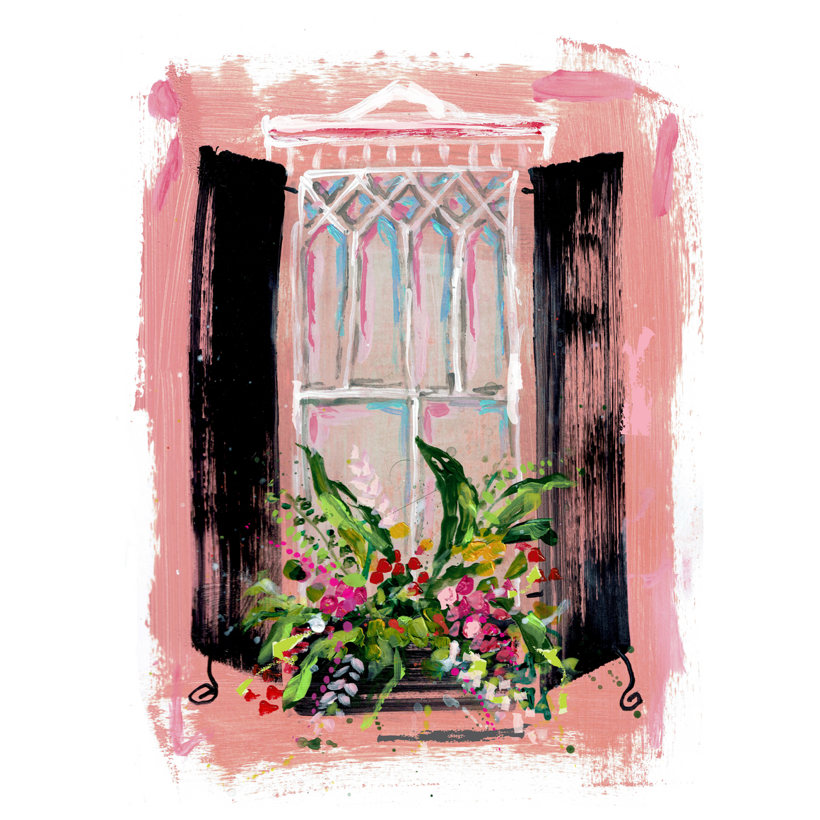 Pink Window on Paper | 9" x 12"