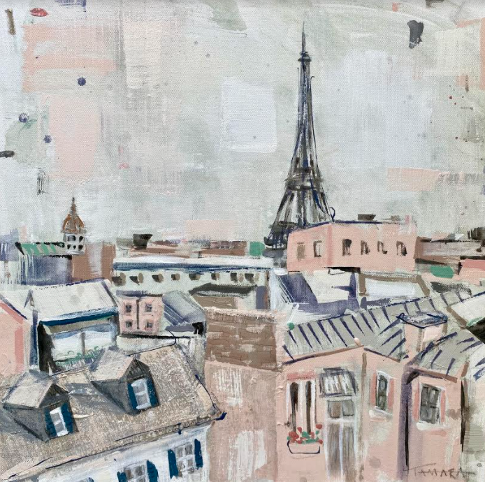 Rooftops Over Paris Print on Canvas