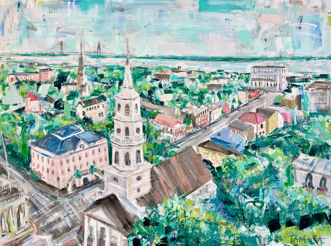 Rooftops Over Charleston Print on Canvas