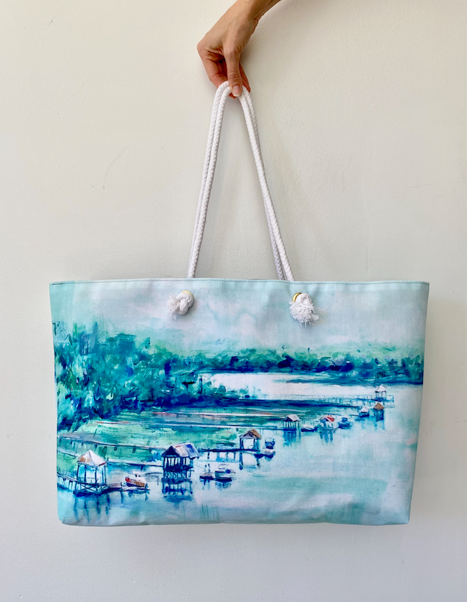 Coastal Print Weekender Tote Bag Teal