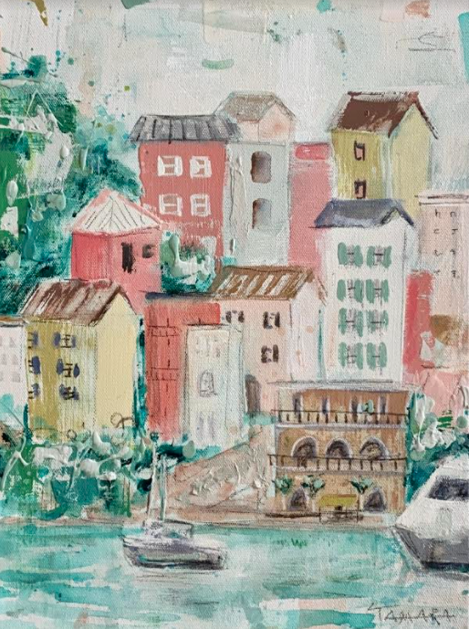 European Hillside Homes 1  I 16x20 Framed