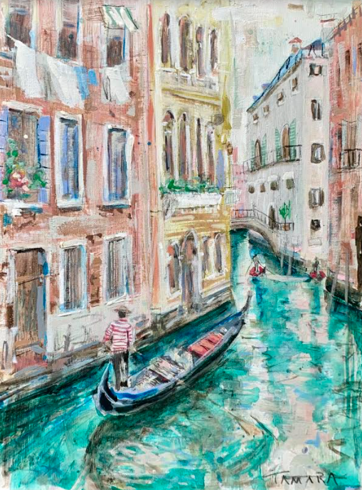 Watercolored Streets  I 18x24 Framed